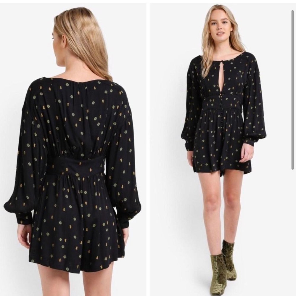 NWT Free People Black Long Sleeve Romper